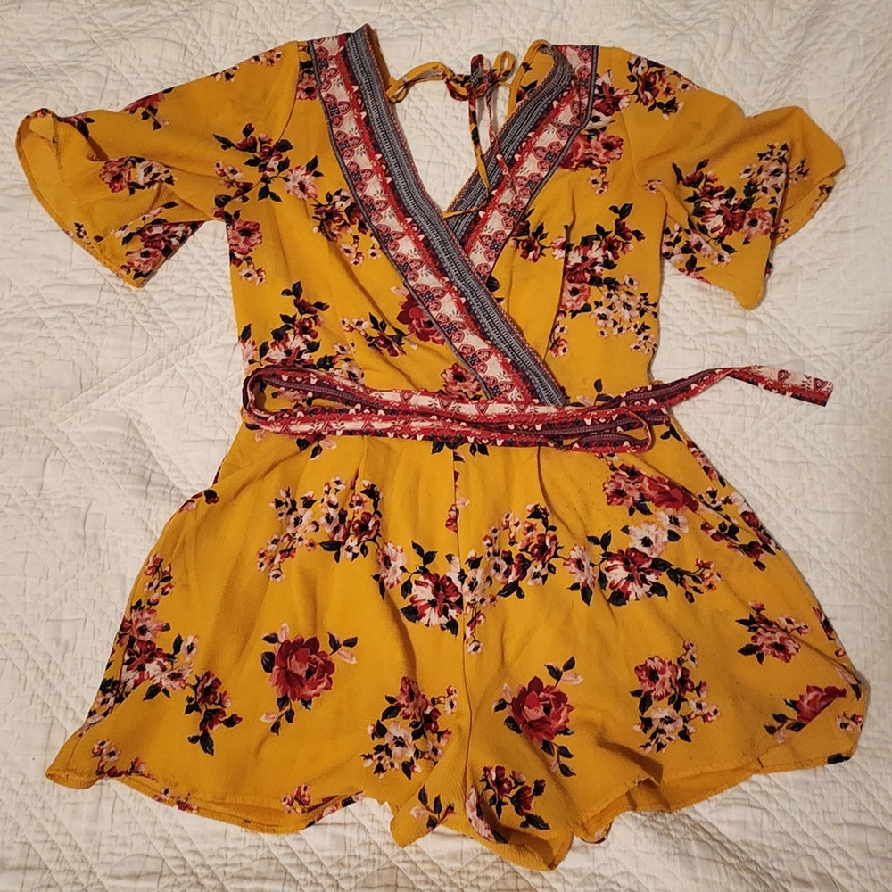 Trixxi Mustard Yellow Floral Jumpsuit